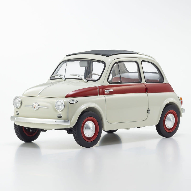 Fiat Nuova 500 Sport Grigio Chiaro con Linea Rossa sulla Fiancata 1:18 - 93164