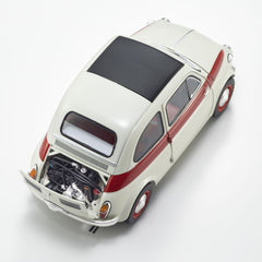 Fiat Nuova 500 Sport Grigio Chiaro con Linea Rossa sulla Fiancata 1:18 - 93167