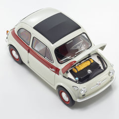 Fiat Nuova 500 Sport Grigio Chiaro con Linea Rossa sulla Fiancata 1:18 - 93168