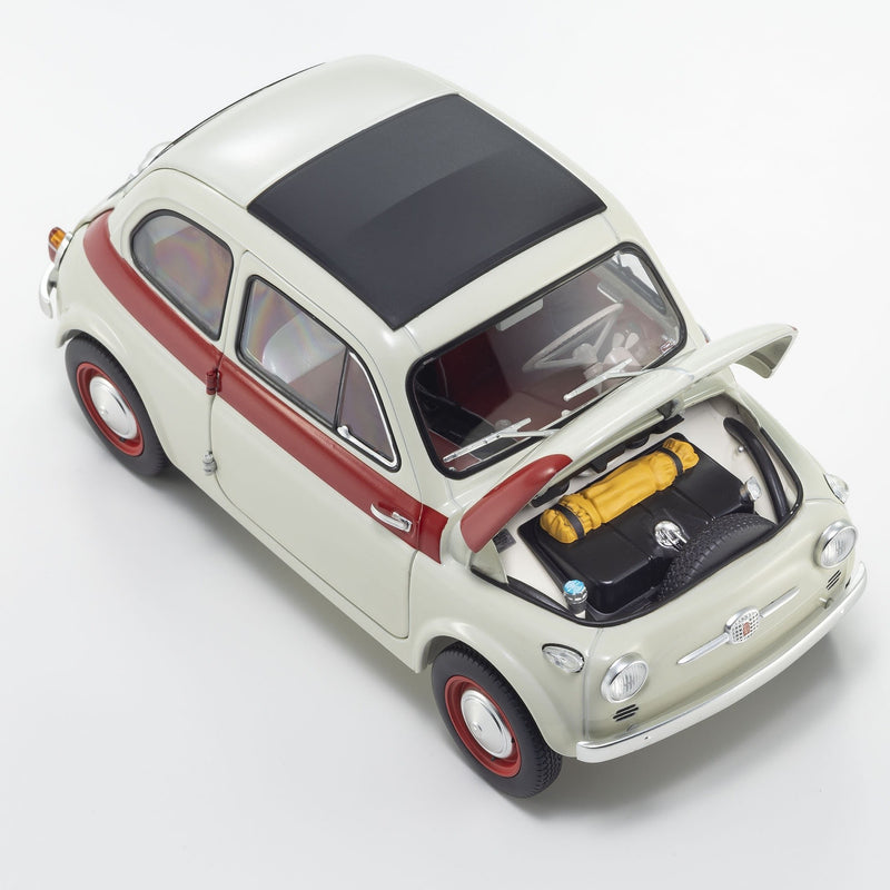 Fiat Nuova 500 Sport Grigio Chiaro con Linea Rossa sulla Fiancata 1:18 - 93168