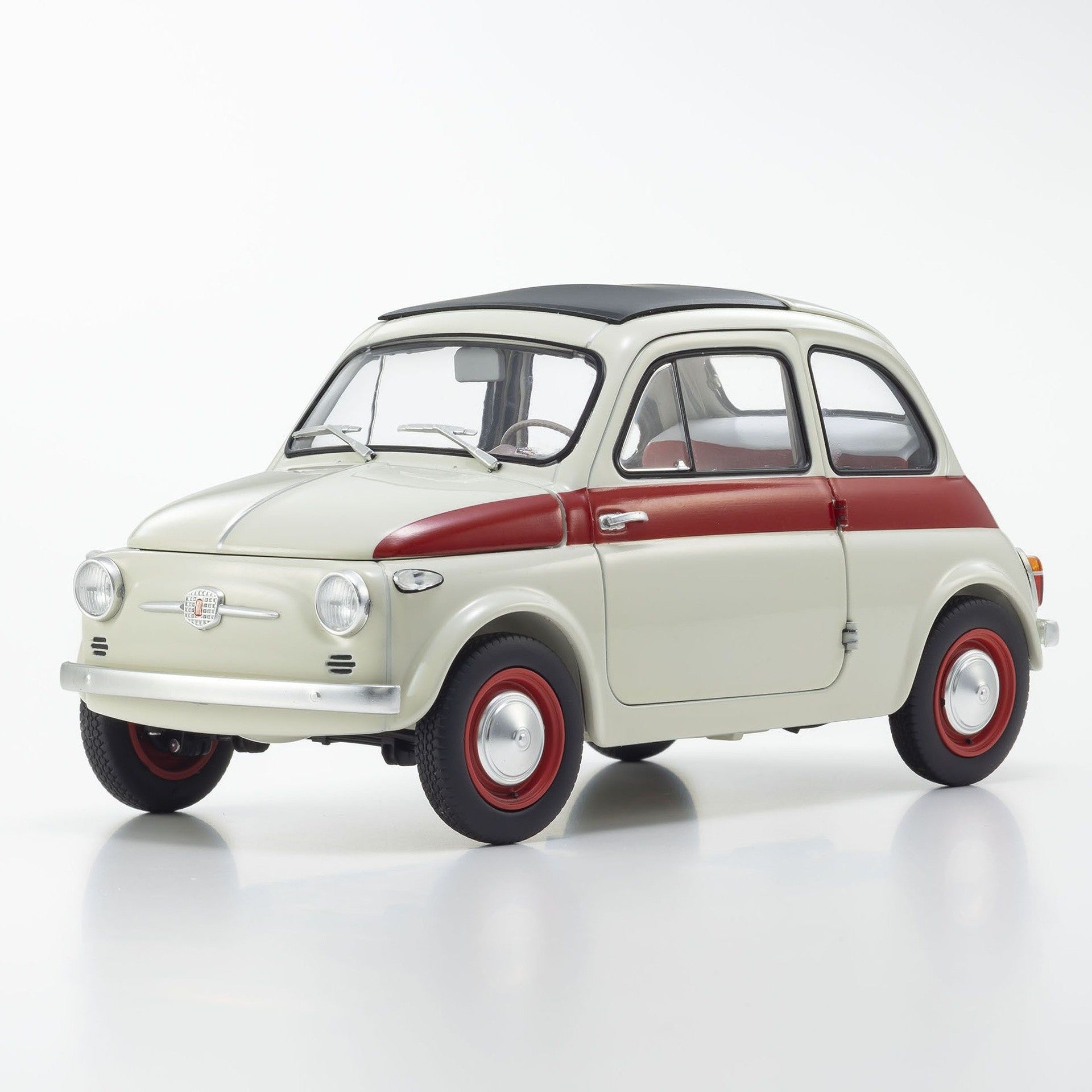 Fiat Nuova 500 Sport Grigio Chiaro con Linea Rossa sulla Fiancata 1:18 - 93173