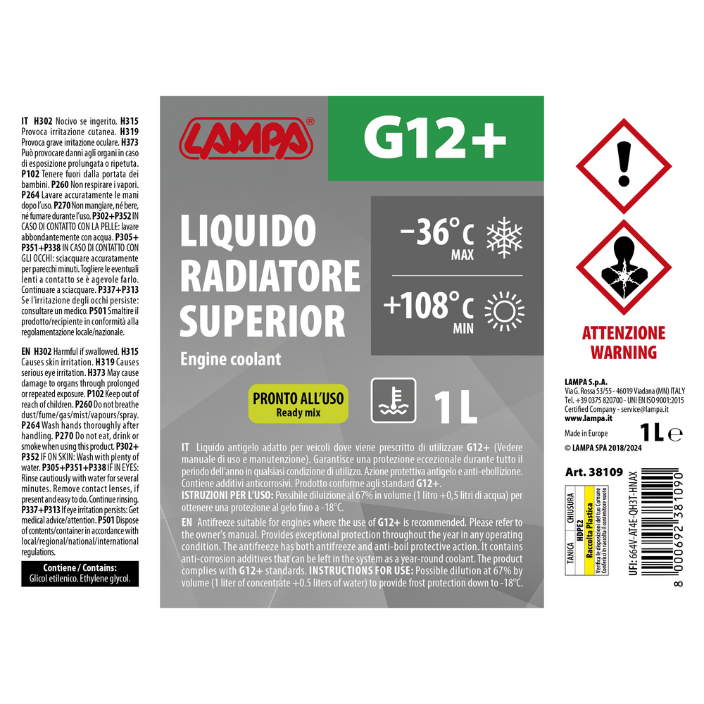 Superior-Verde G12+ liquido radiatore (-36°C/+108°C) 1 lt-2