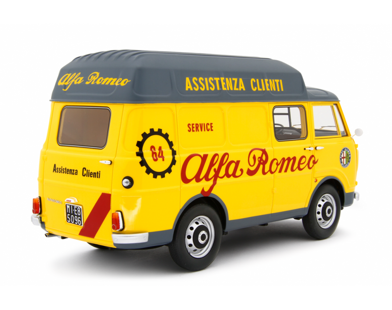 Alfa Romeo F12 Autocarro Tetto Sopralzato 1967 Assistenza Clienti Giallo 1:18-2