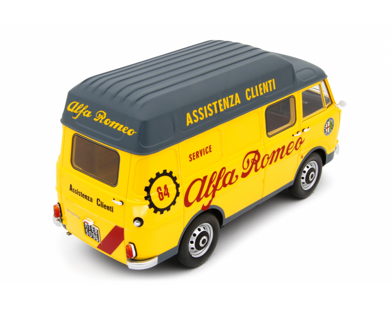 Alfa Romeo F12 Autocarro Tetto Sopralzato 1967 Assistenza Clienti Giallo 1:18-4