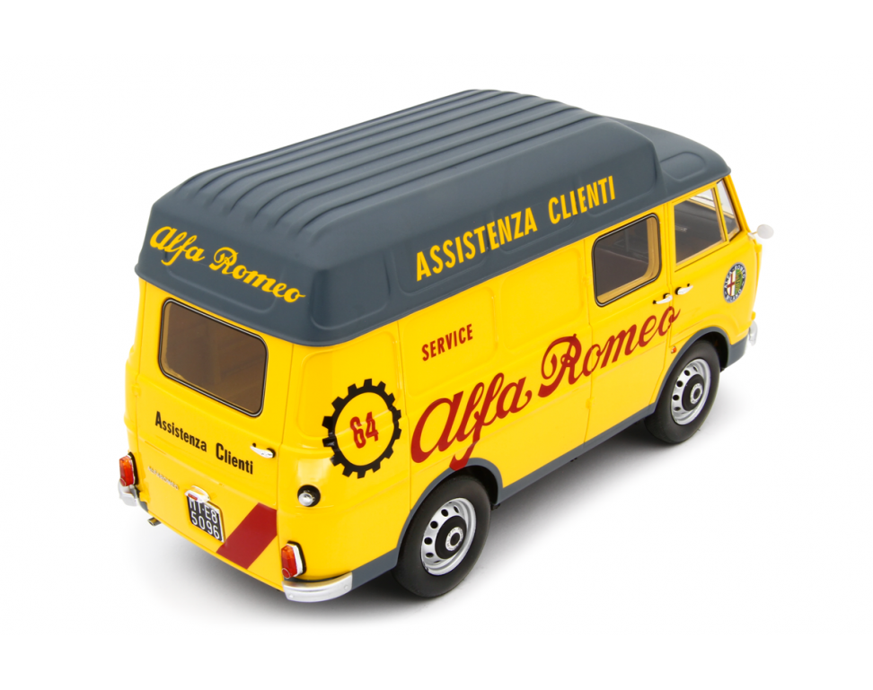 Alfa Romeo F12 Autocarro Tetto Sopralzato 1967 Assistenza Clienti Giallo 1:18-4